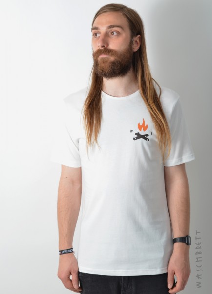 S &amp; XXL ONLY - Fire Icon T-Shirt Natural/Brown-Orange