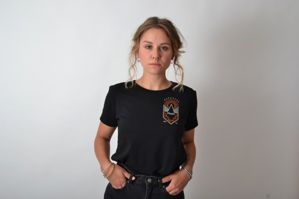 Weltkultur Women T-Shirt Black/Vintage White-Orange